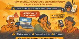 Digital scams in India showing online fraud risks and digital safety awareness
