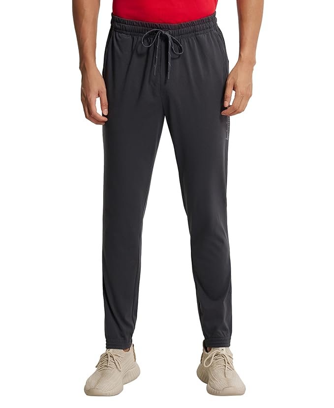 Men’s dark grey track pants with drawstring waist