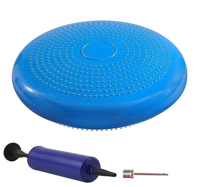 Exercise balance disc with massage spikes and air pump