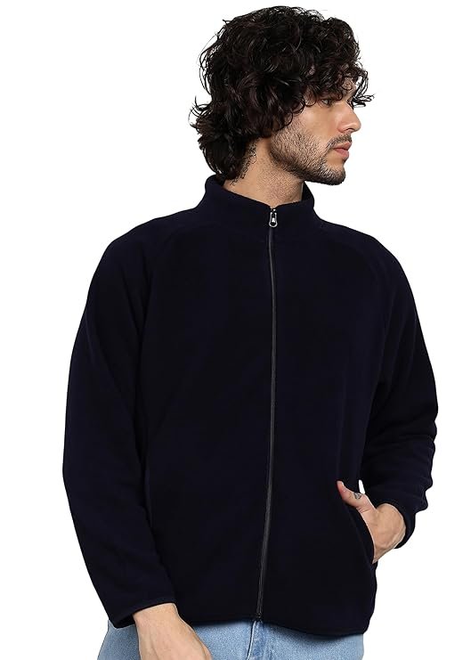 Men’s navy blue fleece jacket with zipper