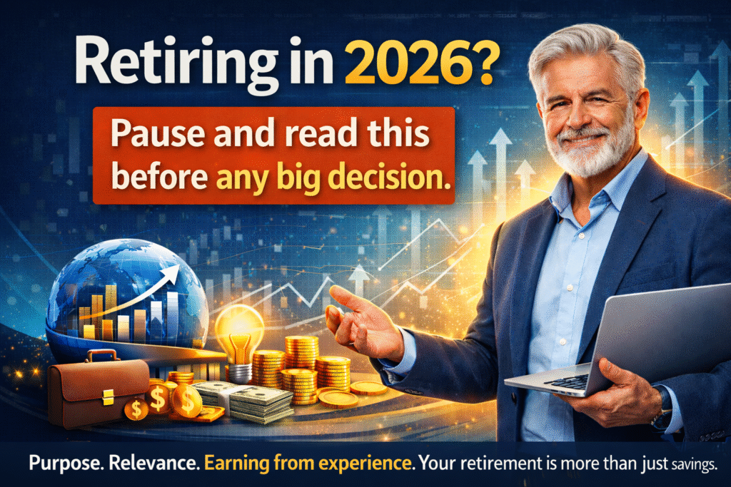 Retiring in 2026, senior professional reviewing smart retirement decisions with focus on purpose and earning from experience