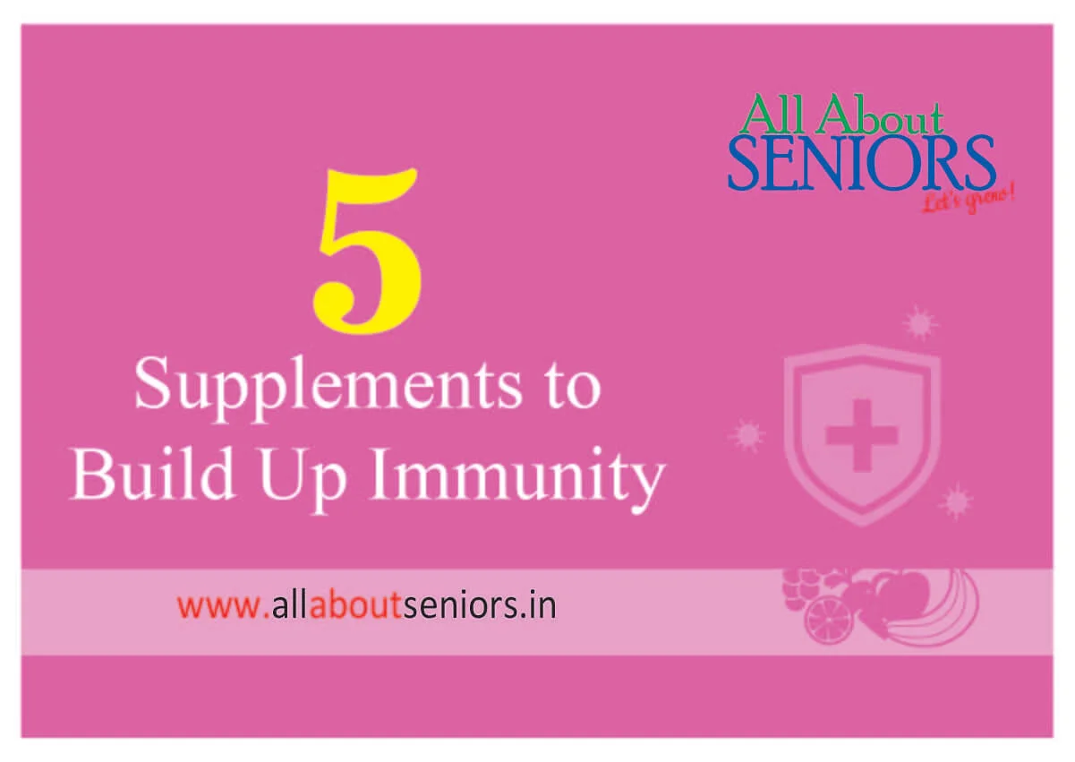 Assorted immunity-boosting supplements like vitamin C, zinc, and herbal capsules arranged on a table