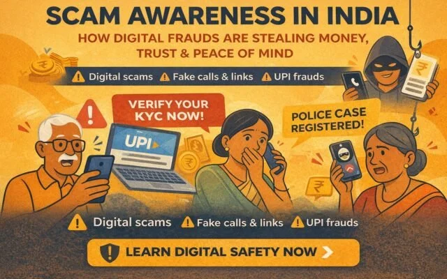 Digital scams in India are rising — awareness is the first step to staying safe.
